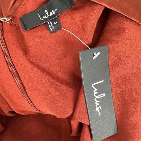 Lulus Purely Elegant Rust Brown Satin Twist Back Maxi Dress Medium Formal NWT - Picture 8 of 10